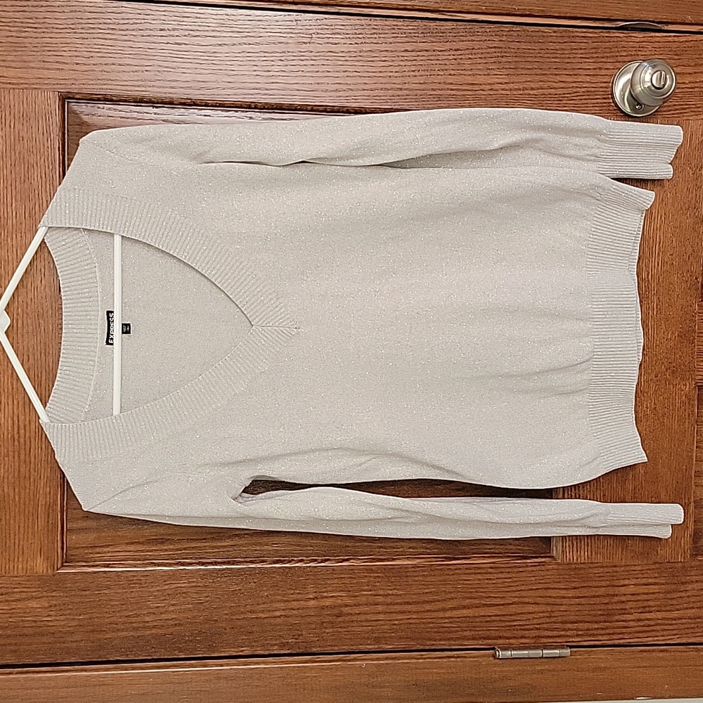 Gray and Sparkle V-neck shirt